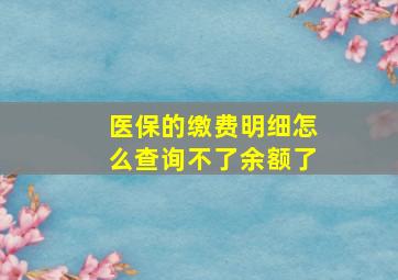 医保的缴费明细怎么查询不了余额了