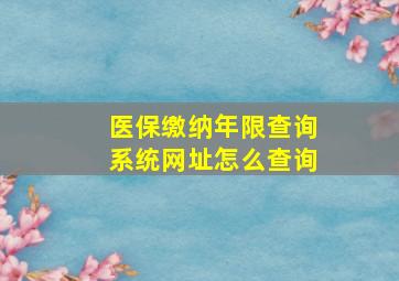 医保缴纳年限查询系统网址怎么查询