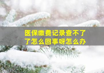 医保缴费记录查不了了怎么回事呀怎么办