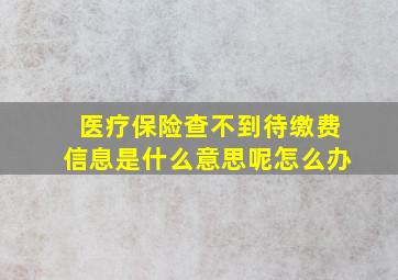 医疗保险查不到待缴费信息是什么意思呢怎么办