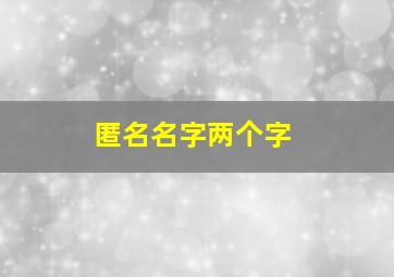 匿名名字两个字