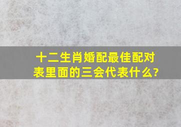 十二生肖婚配最佳配对表里面的三会代表什么?