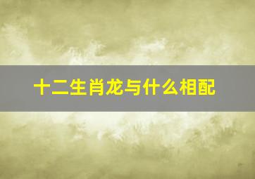 十二生肖龙与什么相配