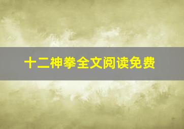 十二神拳全文阅读免费