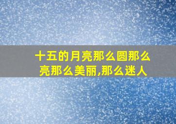 十五的月亮那么圆那么亮那么美丽,那么迷人