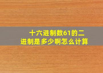 十六进制数61的二进制是多少啊怎么计算