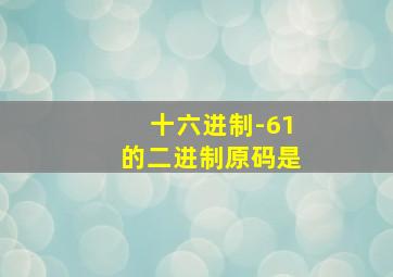 十六进制-61的二进制原码是