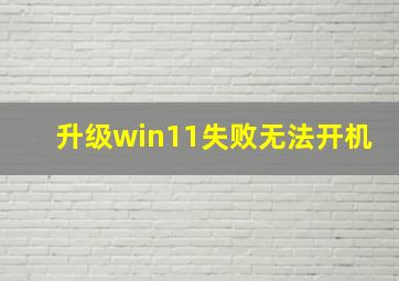 升级win11失败无法开机