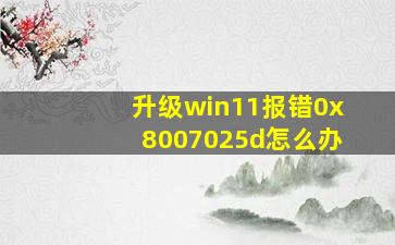 升级win11报错0x8007025d怎么办