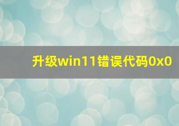 升级win11错误代码0x0