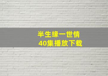 半生缘一世情40集播放下载