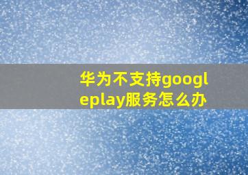 华为不支持googleplay服务怎么办