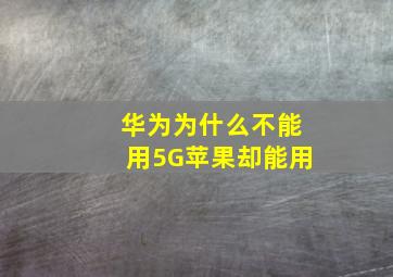 华为为什么不能用5G苹果却能用