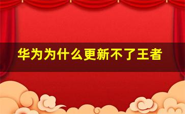 华为为什么更新不了王者