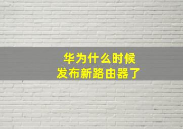 华为什么时候发布新路由器了