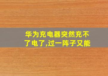 华为充电器突然充不了电了,过一阵子又能