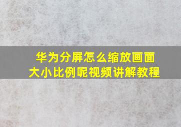 华为分屏怎么缩放画面大小比例呢视频讲解教程