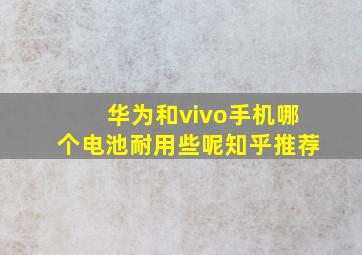 华为和vivo手机哪个电池耐用些呢知乎推荐