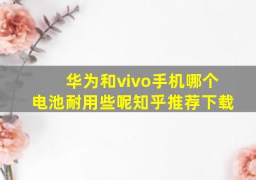 华为和vivo手机哪个电池耐用些呢知乎推荐下载