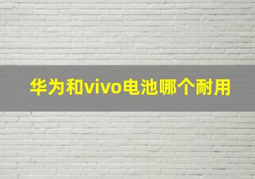 华为和vivo电池哪个耐用