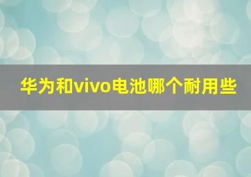 华为和vivo电池哪个耐用些