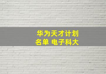 华为天才计划名单 电子科大