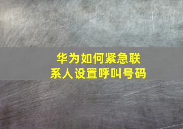 华为如何紧急联系人设置呼叫号码