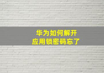 华为如何解开应用锁密码忘了