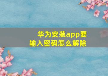 华为安装app要输入密码怎么解除