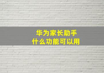 华为家长助手什么功能可以用