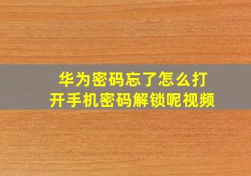 华为密码忘了怎么打开手机密码解锁呢视频