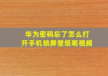 华为密码忘了怎么打开手机锁屏壁纸呢视频