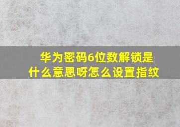 华为密码6位数解锁是什么意思呀怎么设置指纹