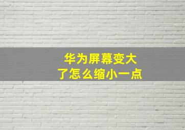 华为屏幕变大了怎么缩小一点