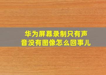 华为屏幕录制只有声音没有图像怎么回事儿