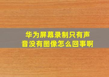 华为屏幕录制只有声音没有图像怎么回事啊