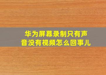 华为屏幕录制只有声音没有视频怎么回事儿