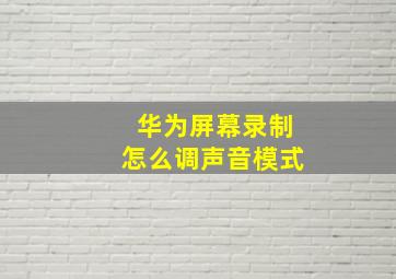 华为屏幕录制怎么调声音模式