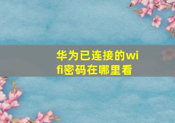 华为已连接的wifi密码在哪里看