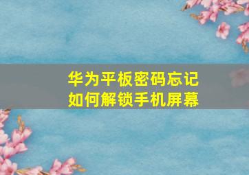 华为平板密码忘记如何解锁手机屏幕