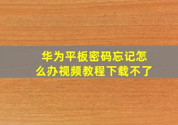 华为平板密码忘记怎么办视频教程下载不了