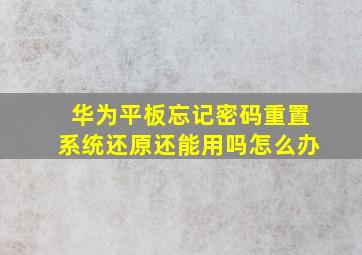 华为平板忘记密码重置系统还原还能用吗怎么办