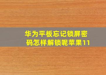 华为平板忘记锁屏密码怎样解锁呢苹果11