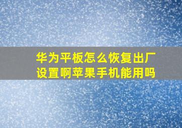 华为平板怎么恢复出厂设置啊苹果手机能用吗