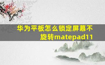 华为平板怎么锁定屏幕不旋转matepad11