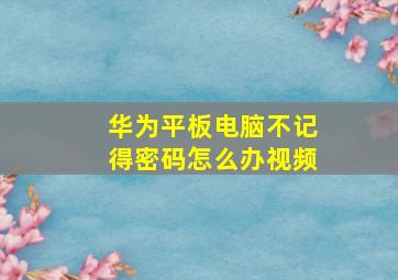 华为平板电脑不记得密码怎么办视频