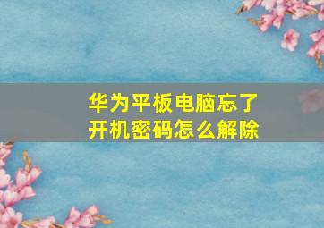 华为平板电脑忘了开机密码怎么解除