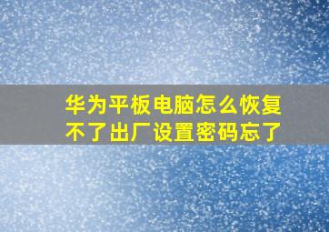 华为平板电脑怎么恢复不了出厂设置密码忘了