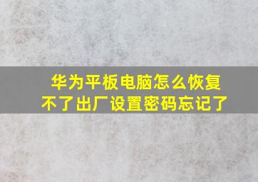 华为平板电脑怎么恢复不了出厂设置密码忘记了