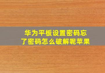 华为平板设置密码忘了密码怎么破解呢苹果